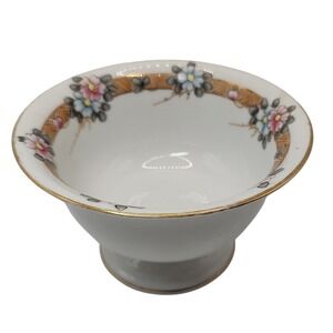 Antique‎ Nippon Bowl Footed Hand Painted Floral Gold Trim Candy Dish Rising Sun